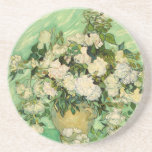 Van Gogh Gifts Still Life w/ Roses Impressionism Coaster<br><div class="desc">Vincent Van Gogh impressionist painting. Still life Vase with Roses. beautiful white roses and green background. Post impressionism van gogh image, van gogh artwork, van gogh artist van gogh paintings vintage artwork impressionistic floral beauty vase of flowers rose white popular affordable best selling holiday gift idea.Personalise with your own words,...</div>