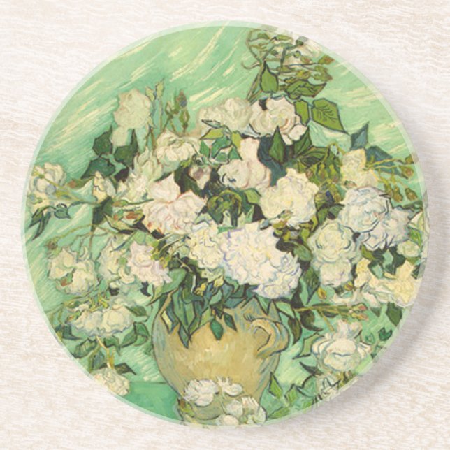 Van Gogh Gifts Still Life w/ Roses Impressionism Coaster (Front)