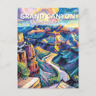 Van Gogh Grand Canyon Sunset Colourful Oil Paintin Postcard