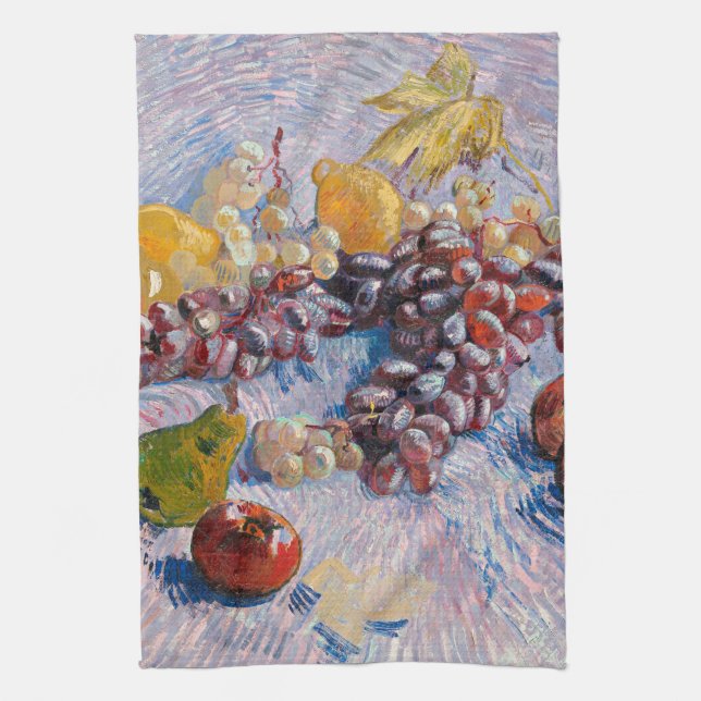 Van Gogh - Grapes, Lemons, Pears, and Apples, Kitc Tea Towel (Vertical)