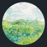 Van Gogh. Green Wheat Fields Auvers. Impressionism Classic Round Sticker<br><div class="desc">Van Gogh "Green Wheat Fields,  Auvers" sticker.</div>