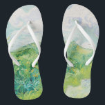 Van Gogh. Green Wheat Fields Auvers. Impressionism Thongs<br><div class="desc">Van Gogh "Green Wheat Fields,  Auvers" flip flops. Greenery Impressionism art.</div>