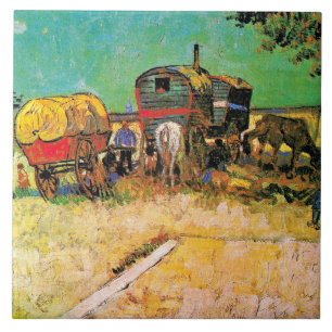 Van Gogh - Gypsy Camp with Horse Dray Ceramic Tile
