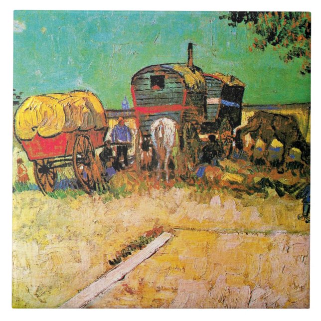 Van Gogh - Gypsy Camp with Horse Dray Ceramic Tile (Front)