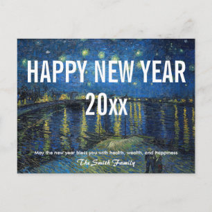 Van Gogh - Happy New Year with Starry Night /Rhone Postcard