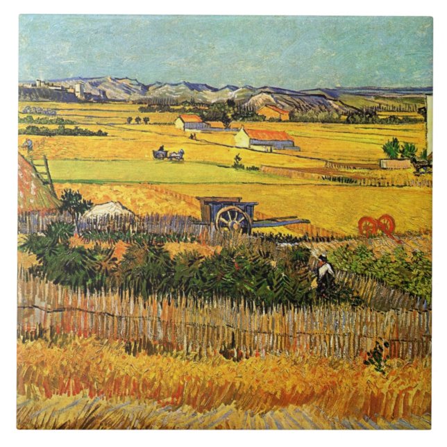 Van Gogh - Harvest at La Crau,  Ceramic Tile (Front)