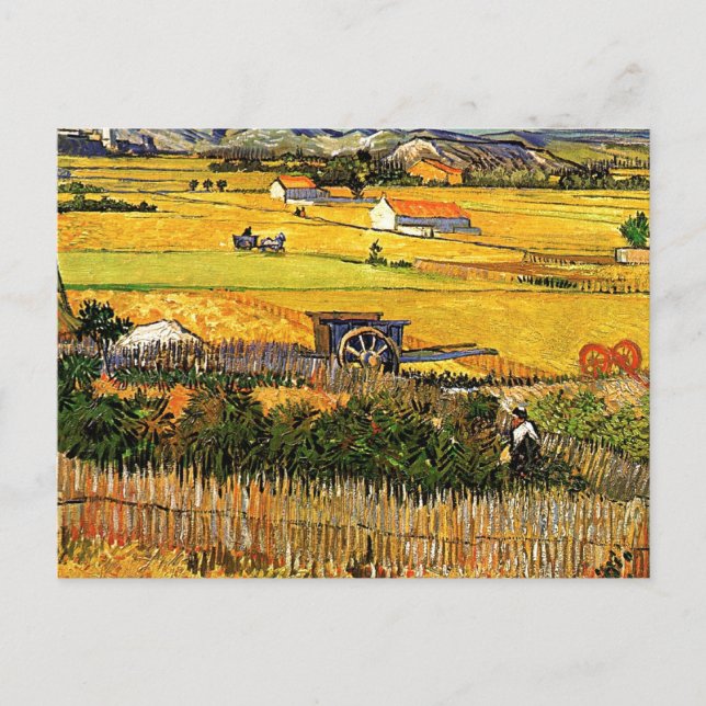 Van Gogh - Harvest at La Crau with Montmajour, Postcard (Front)