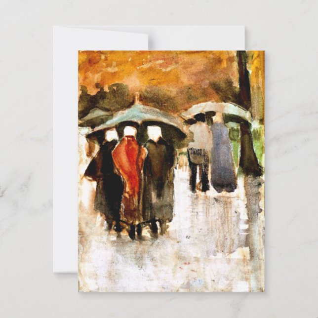 Van Gogh - In the Rain, famous painting Card (Front)