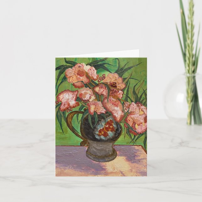 Van Gogh Inspired Pitcher and Oleanders Note Card (Front)