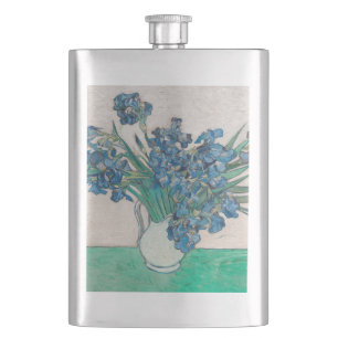 Van Gogh Iris Vase Painting Impressionism Hip Flask