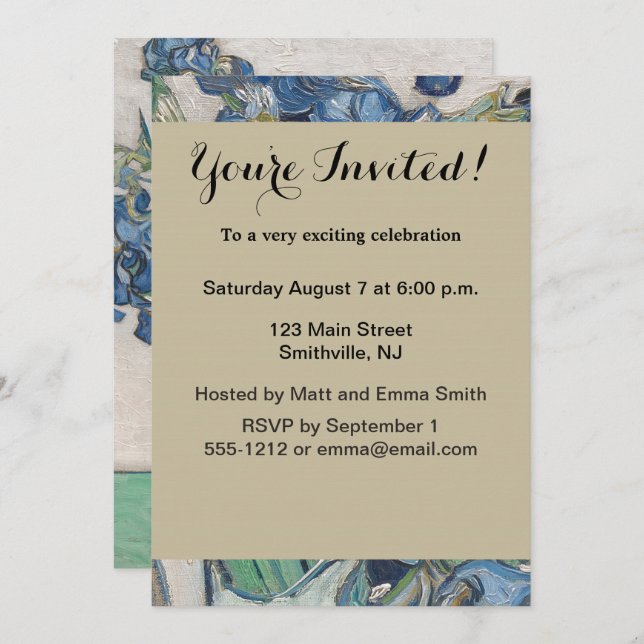 Van Gogh Iris Vase Painting Impressionism Invitation (Front/Back)