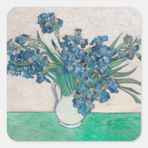 Van Gogh Iris Vase Painting Impressionism Square Sticker
