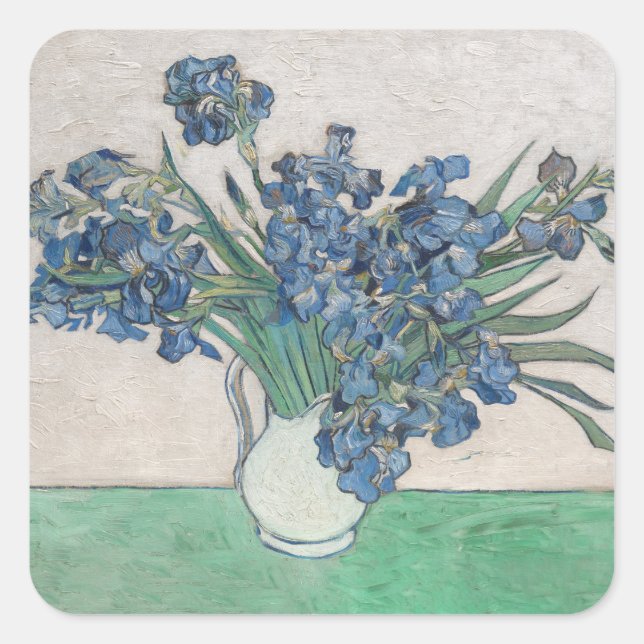 Van Gogh Iris Vase Painting Impressionism Square Sticker (Front)
