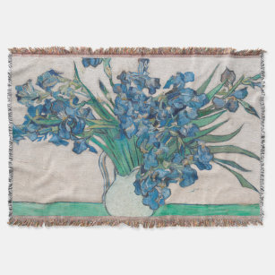 Van Gogh Iris Vase Painting Impressionism Throw Blanket