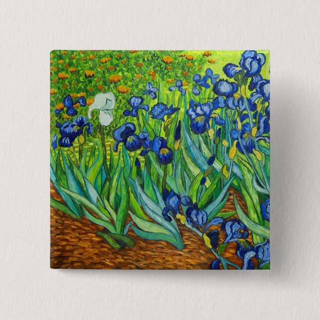 Van Gogh Irises 15 Cm Square Badge (Front)