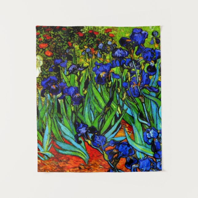 Van Gogh - Irises, beautiful Indigo blue fine art Tapestry (Front)
