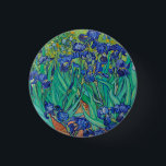 Van Gogh Irises. Blue floral vintage impressionism 3 Cm Round Badge<br><div class="desc">Van Gogh "Irises" button. Blue floral impressionism art.</div>