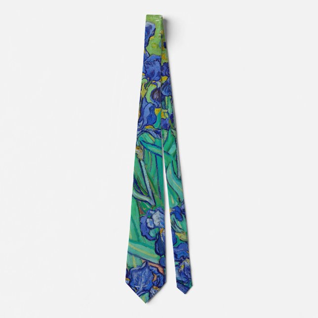Van Gogh Irises. Blue floral vintage impressionism Tie (Front)