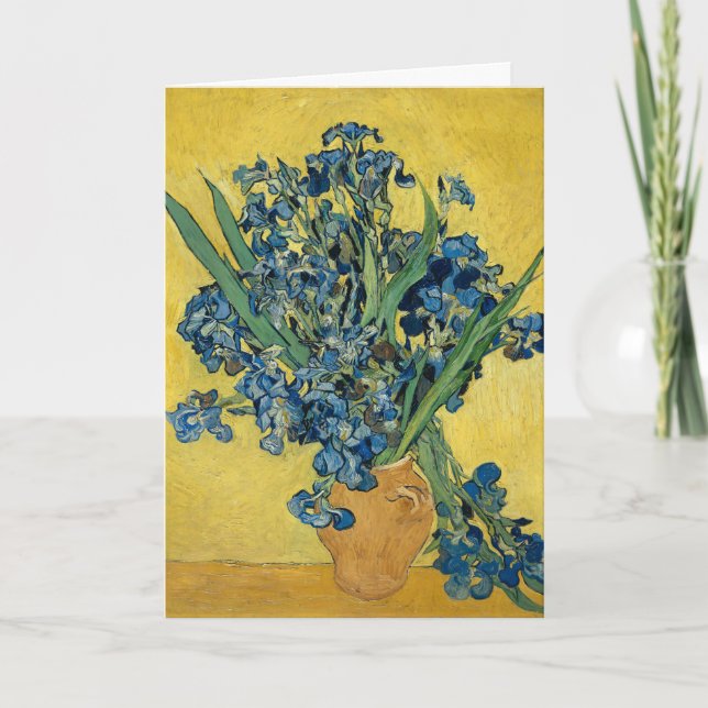 Van Gogh Irises - Bold Blue & Yellow Art Card (Front)