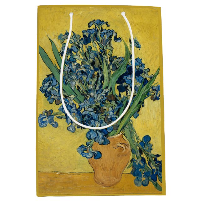 Van Gogh Irises - Bold Blue & Yellow Art Medium Gift Bag (Front)