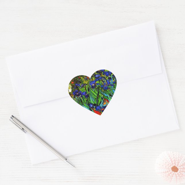 Van Gogh - Irises, Heart Sticker (Envelope)