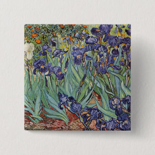 Van Gogh Irises Impressionist Flowers 15 Cm Square Badge