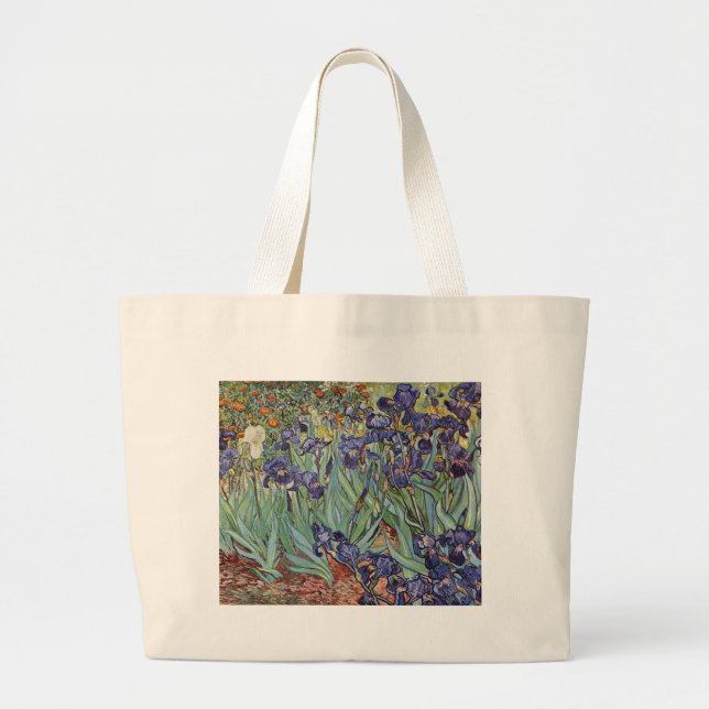 Van Gogh Irises Impressionist Flowers Large Tote Bag (Front)