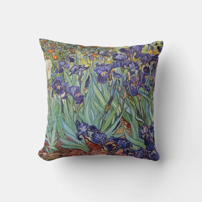 Van Gogh Irises Impressionist Painting Cushion (Front)