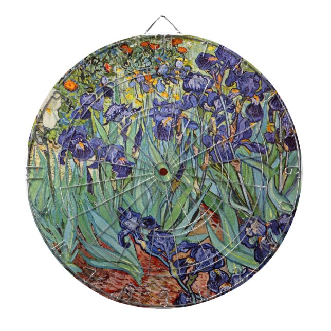 Van Gogh Irises Impressionist Painting Dartboard (Front)