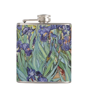 Van Gogh Irises Impressionist Painting Hip Flask