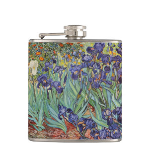 Van Gogh Irises Impressionist Painting Hip Flask