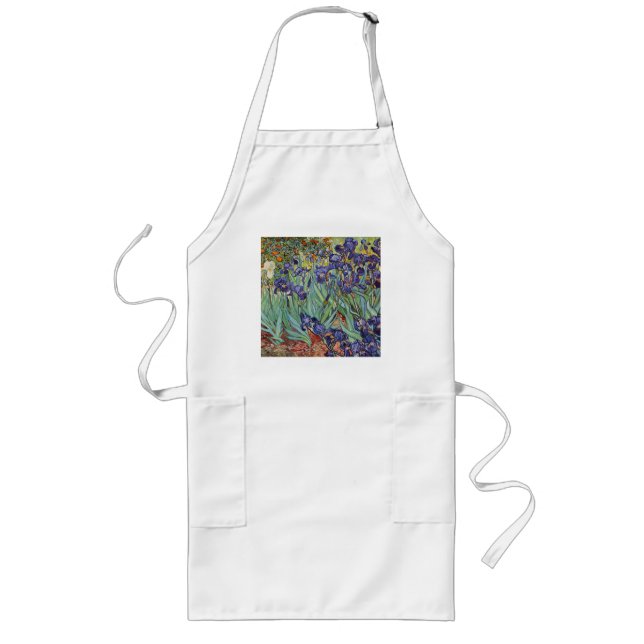 Van Gogh Irises Impressionist Painting Long Apron (Front)