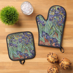 Van Gogh Irises Impressionist Painting Oven Mitt & Pot Holder Set