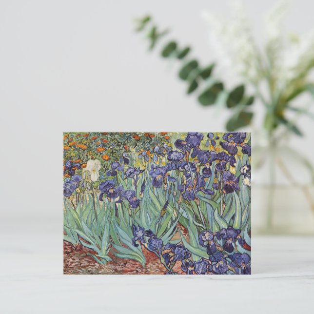 Van Gogh Irises Impressionist Painting Postcard (Standing Front)