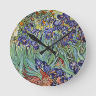 Van Gogh Irises Impressionist Painting Round Clock