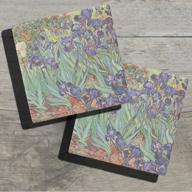 Van Gogh Irises Impressionist Painting Stone Coaster (Creator Uploaded)