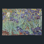 Van Gogh Irises Impressionist Painting Tea Towel<br><div class="desc">Vincent Van Gogh Irises at Saint Remy - Irises by Vincent Van Gogh is a wonderful impressionistic painting by one of the master impressionism artists of all time. The iris garden is swirling with colour and emotion, as the purple irises flow up from their blue green stems and leaves. There...</div>