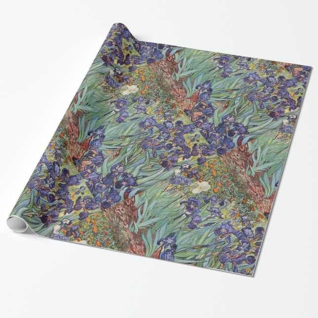 Van Gogh Irises Impressionist Painting Wrapping Paper (Unrolled)