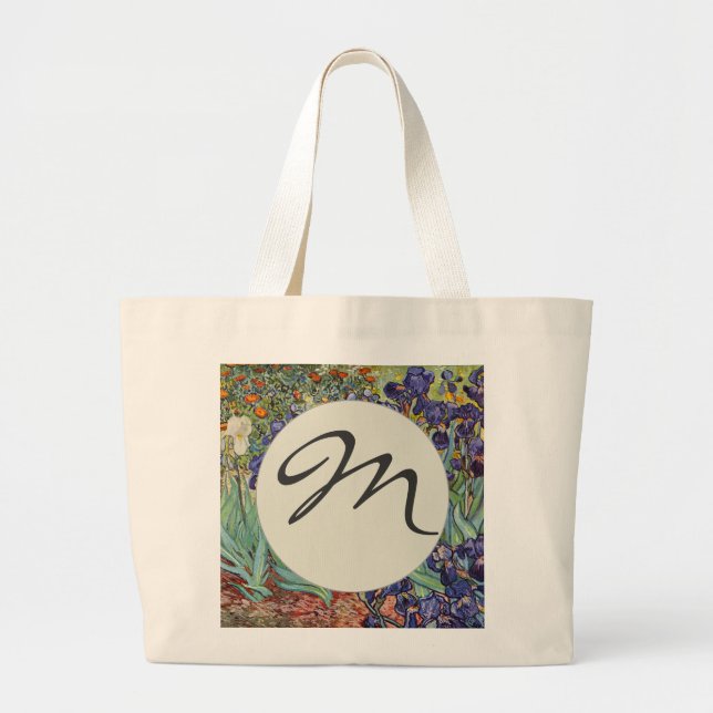 Van Gogh Irises monogram Large Tote Bag (Front)