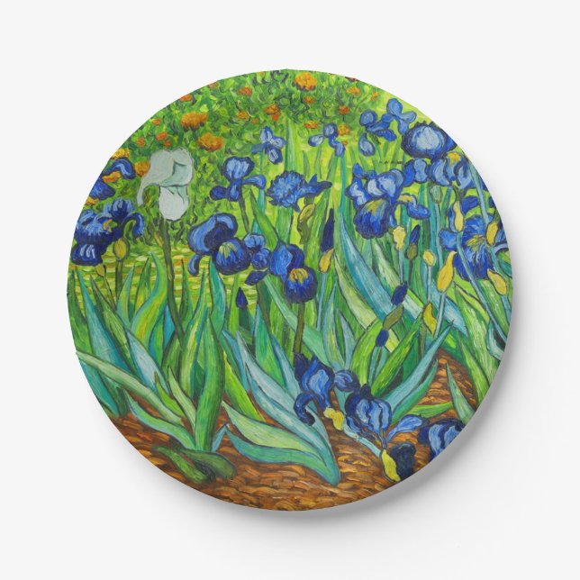 Van Gogh Irises Paper Plate (Front)