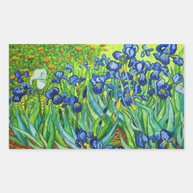 Van Gogh Irises Rectangular Sticker (Front)