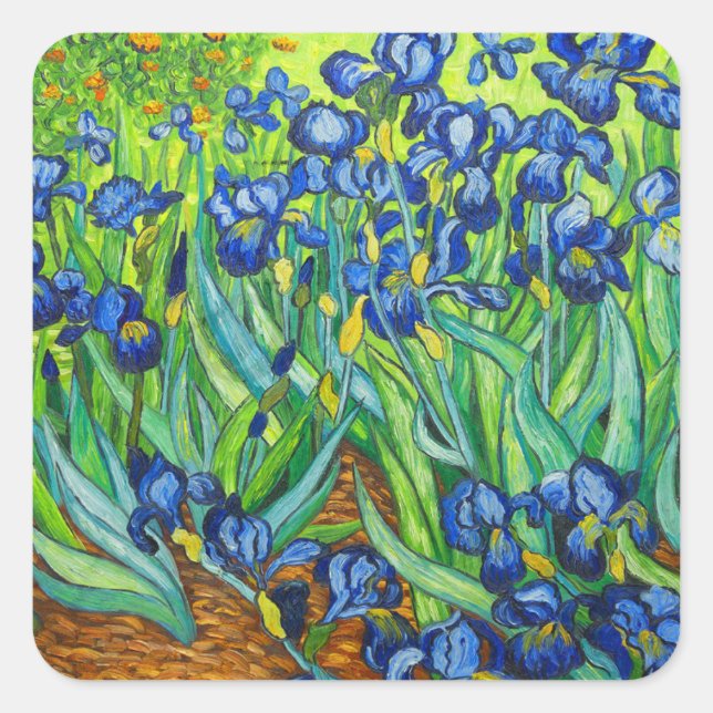 Van Gogh Irises Square Sticker (Front)