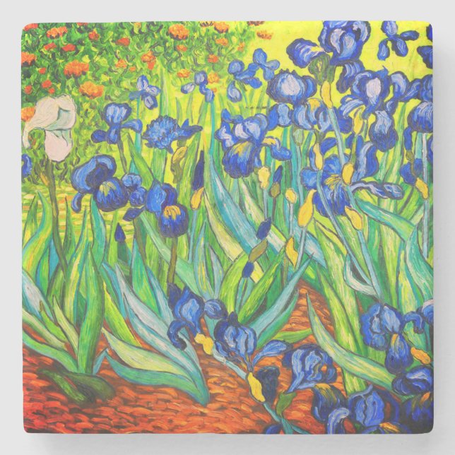 Van Gogh Irises Stone Coaster (Front)