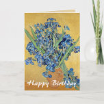 Van Gogh Irises Vase Blue Flowers Art Birthday Card<br><div class="desc">Vincent van Gogh (Dutch, 1853 - 1890) Irises (In vase with yellow background), 1890, Oil on canvas Oil on canvas, 92.7 cm x 73.9 cm Van Gogh Museum, Amsterdam (Vincent van Gogh Foundation) Painted in the psychiatric hospital at Saint-Rémy, Van Gogh used irises as a colour study. He achieves a...</div>