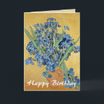 Van Gogh Irises Vase Blue Flowers Art Birthday Card<br><div class="desc">Vincent van Gogh (Dutch, 1853 - 1890) Irises (In vase with yellow background), 1890, Oil on canvas Oil on canvas, 92.7 cm x 73.9 cm Van Gogh Museum, Amsterdam (Vincent van Gogh Foundation) Painted in the psychiatric hospital at Saint-Rémy, Van Gogh used irises as a colour study. He achieves a...</div>