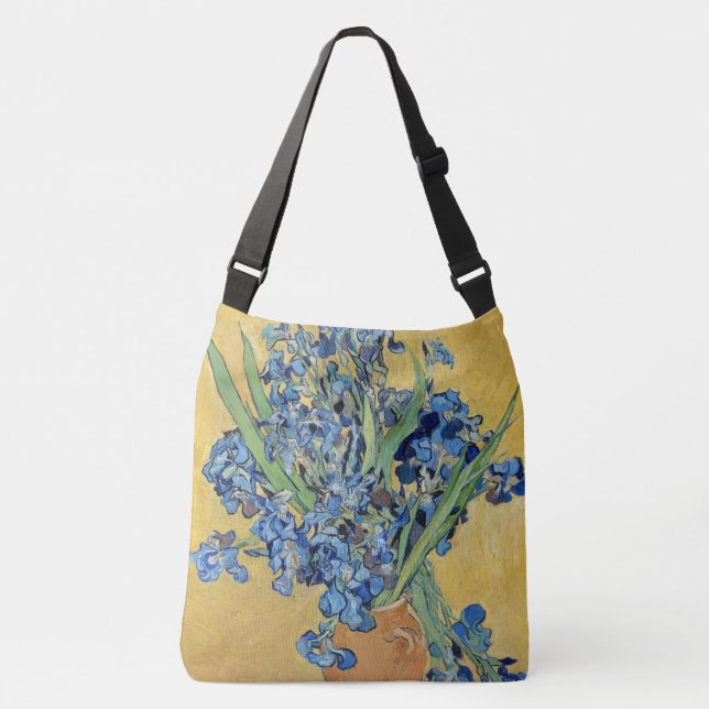 Van Gogh Irises Vase Flowers Still Life Dutch Art Crossbody Bag (Front)