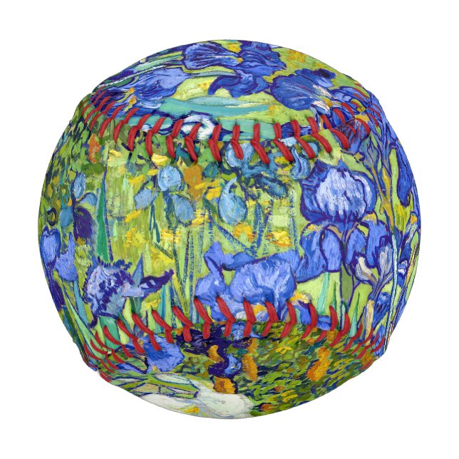 Van Gogh Irises vibrant flowers painting fine art Baseball (Back)