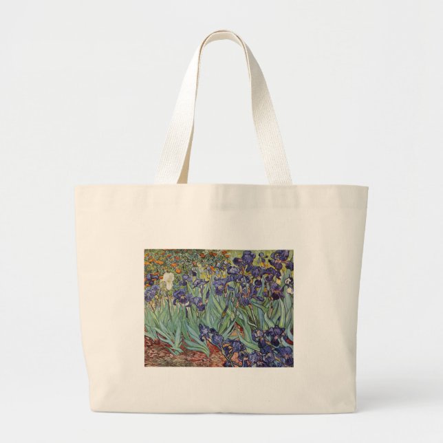 Van Gogh Irises Wide Large Tote Bag (Front)
