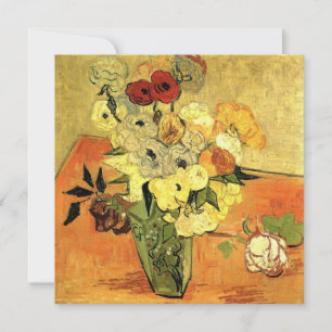 Van Gogh Japanese Vase w Roses Christmas Party Invitation