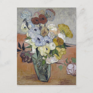 Van Gogh Japanese Vase with Roses and Anemones Postcard